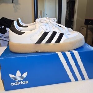 Adidas White and Black Gum Sole Sneakers